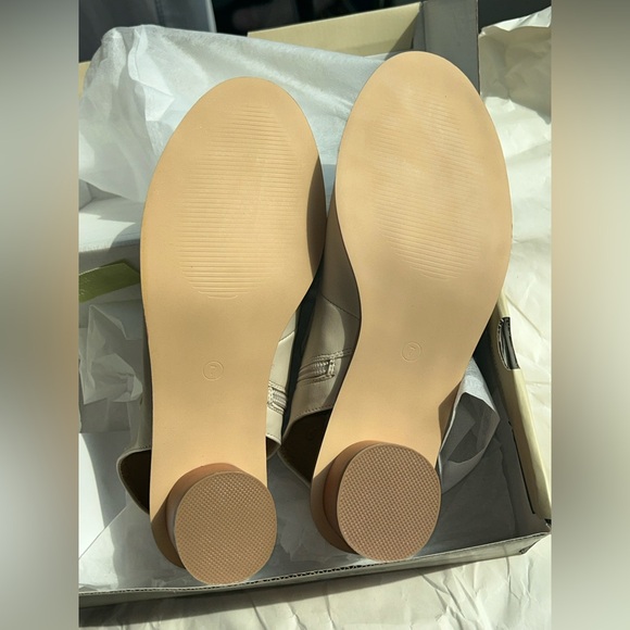 Coutgo Peep Toe Chunky Slingback Heel Bow Knot Sandals - Picture 3 of 4